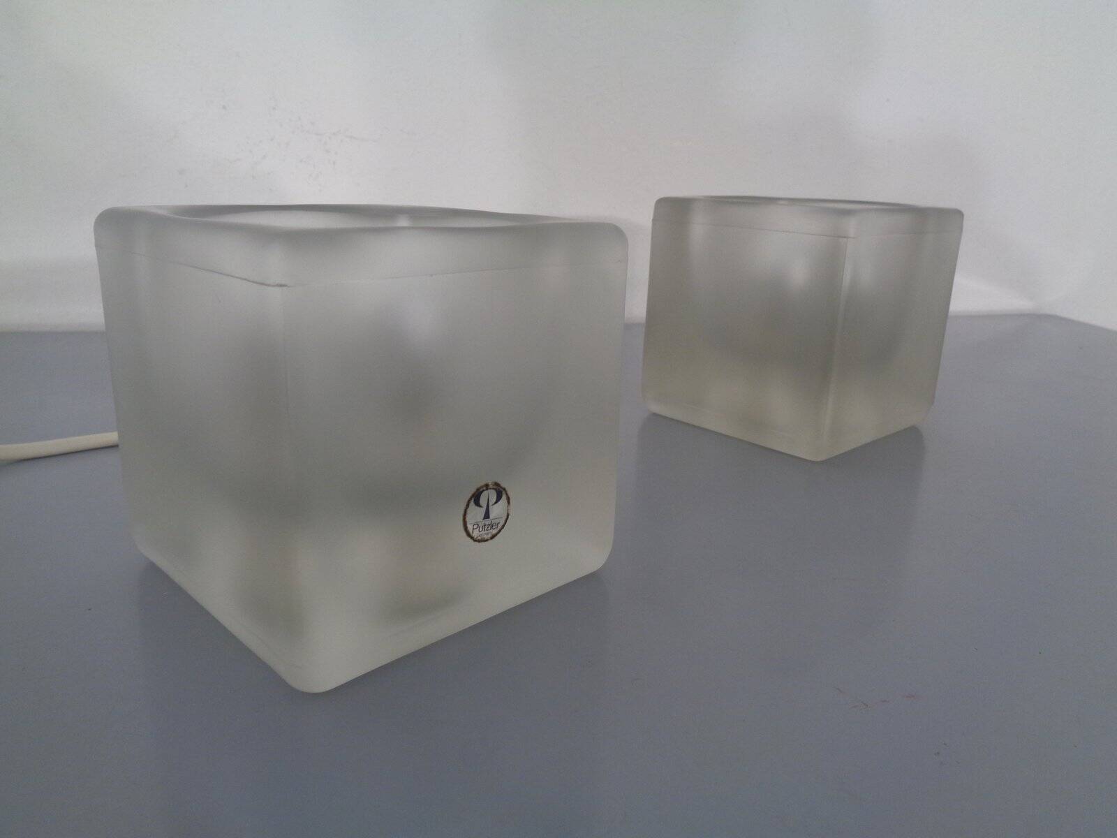 Glass Cube Lamps from Peill & Putzler, 1970s, Set of 2