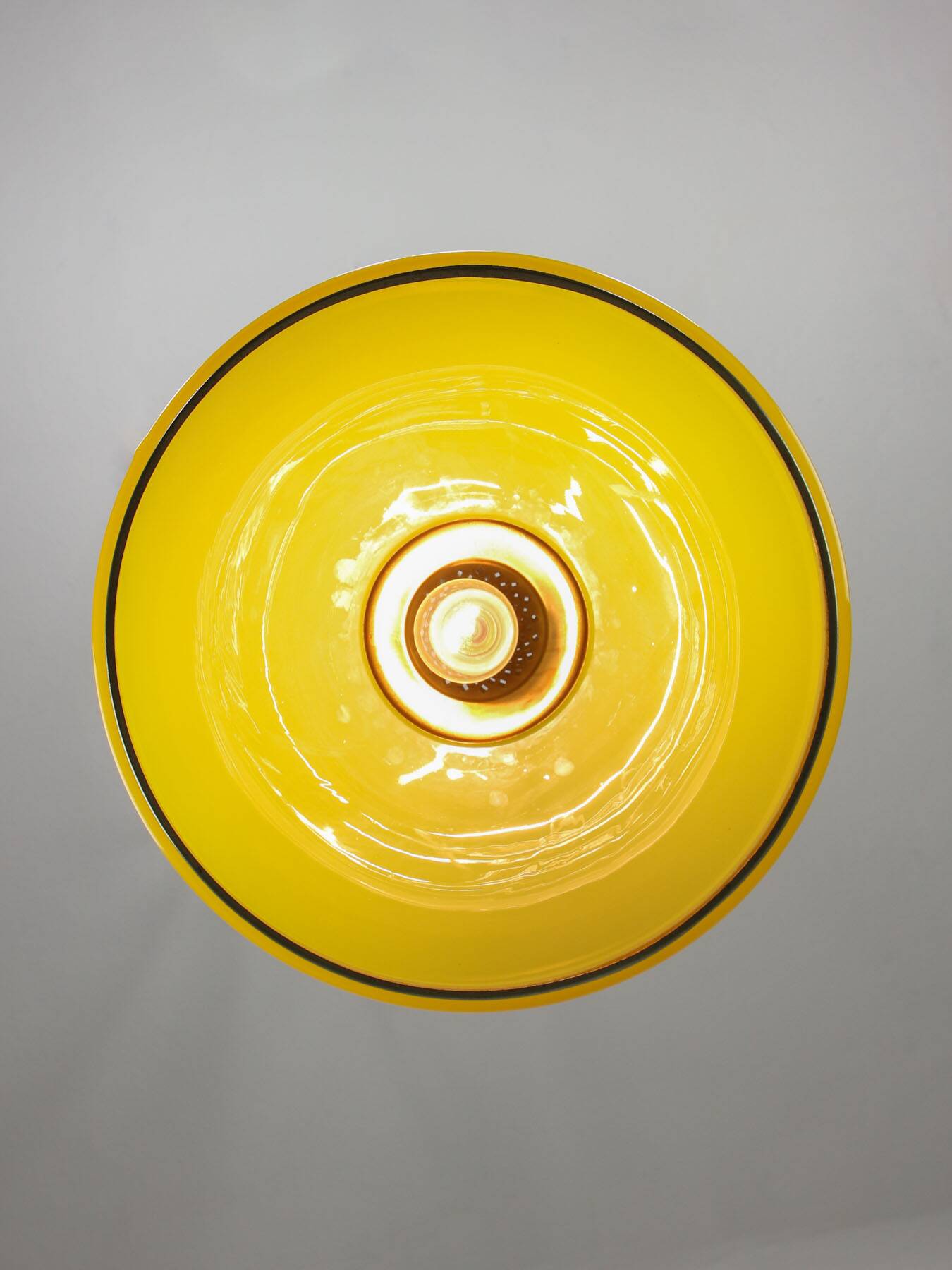 Mid-Century Italian Yellow Glass and Brass Pendant Lamp