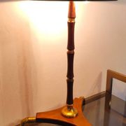 Modernist art deco lamp 1950 wood and brass signed France Paris