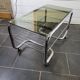Coffee table with chrome base and smoked glass from the 70s