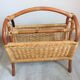 Magazine holder in rattan and braided wicker / vintage 60s-70s