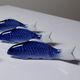 6 porcelain koi carp chopstick/knife rests, China, 1960s-1980s
