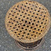 Round tamtam diabolo stool in rattan and woven wicker