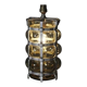 Vintage brutalist lamp with double lighting, blown glass in a cage, 20th-century design.