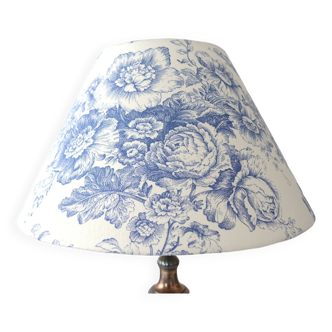 Abat-jour en toile de Jouy vintage, fleurs bleues