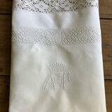 Old linen, pillowcase, AT monogram