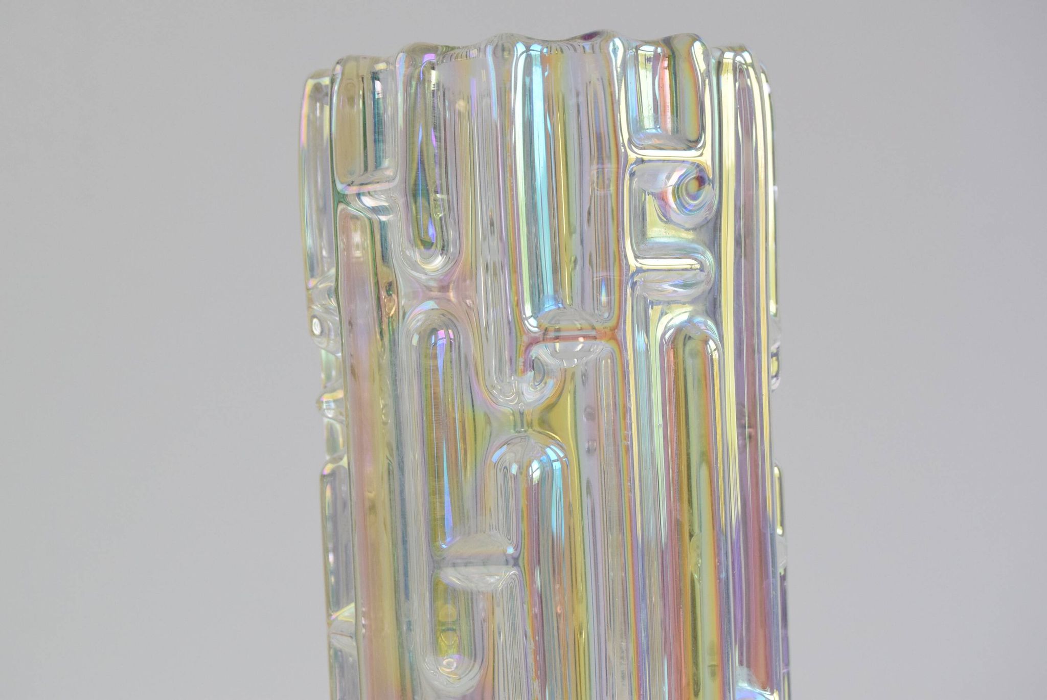 Original Frantisek Vizner Glass ´Maze´ Vase for sklo union Rosice 1960s