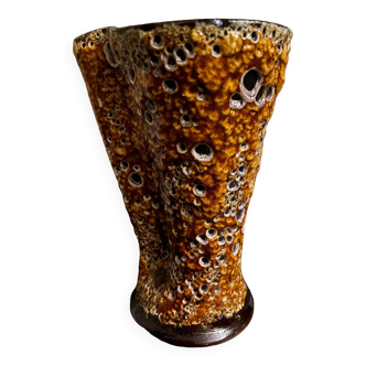 Art deco enamelled terracotta vase