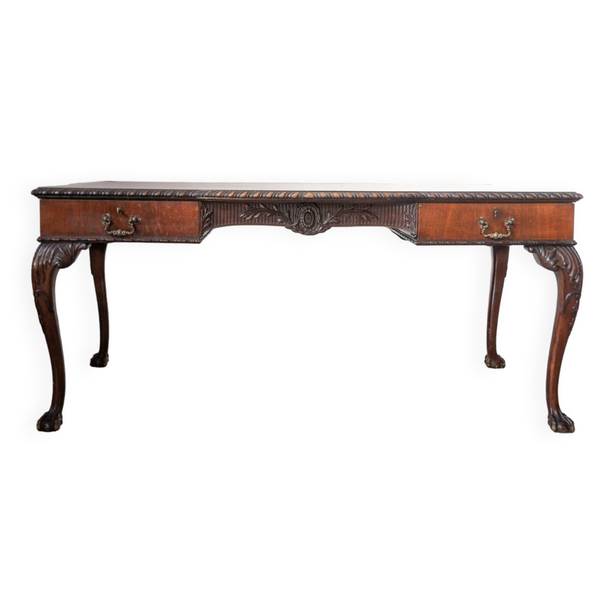 Late 19th/Early 20th Century Edwardian Desk with Lion Paw Feet