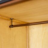 Pair of mahogany veneer and black lacquered iron cabinets. 1950s.