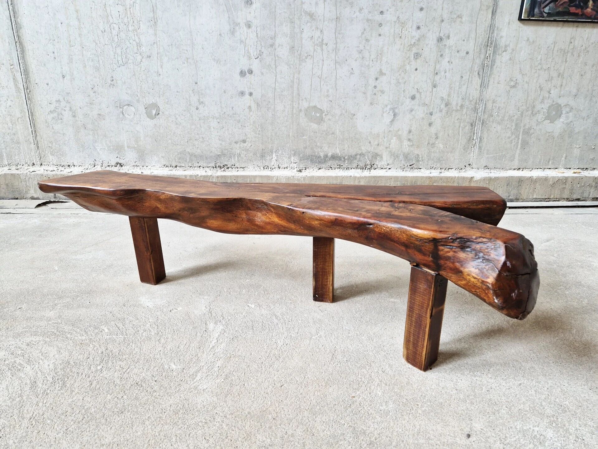 Brutalist trunk tree coffee table or bench, 1960s
