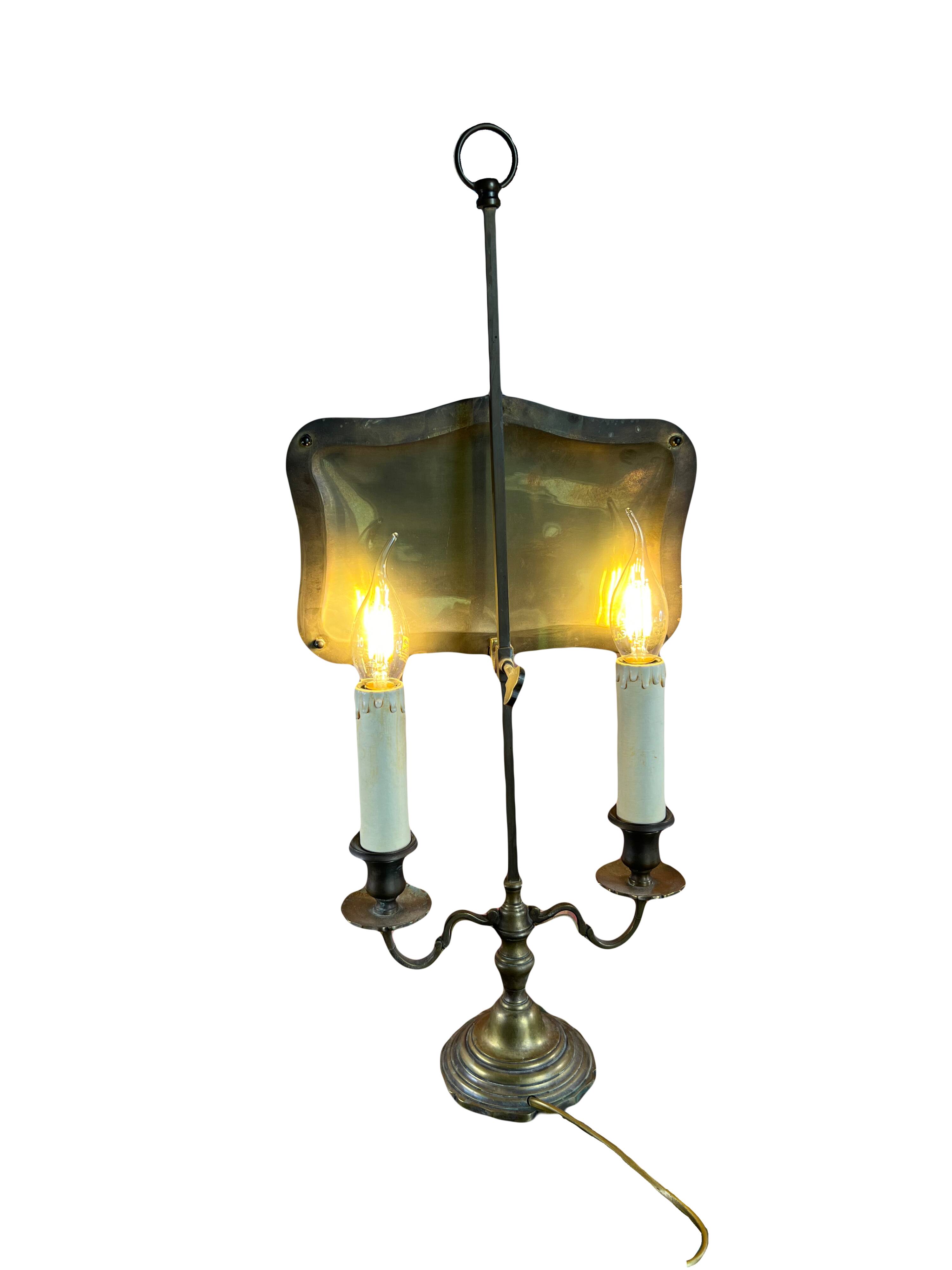 Two-light bronze table lamp
