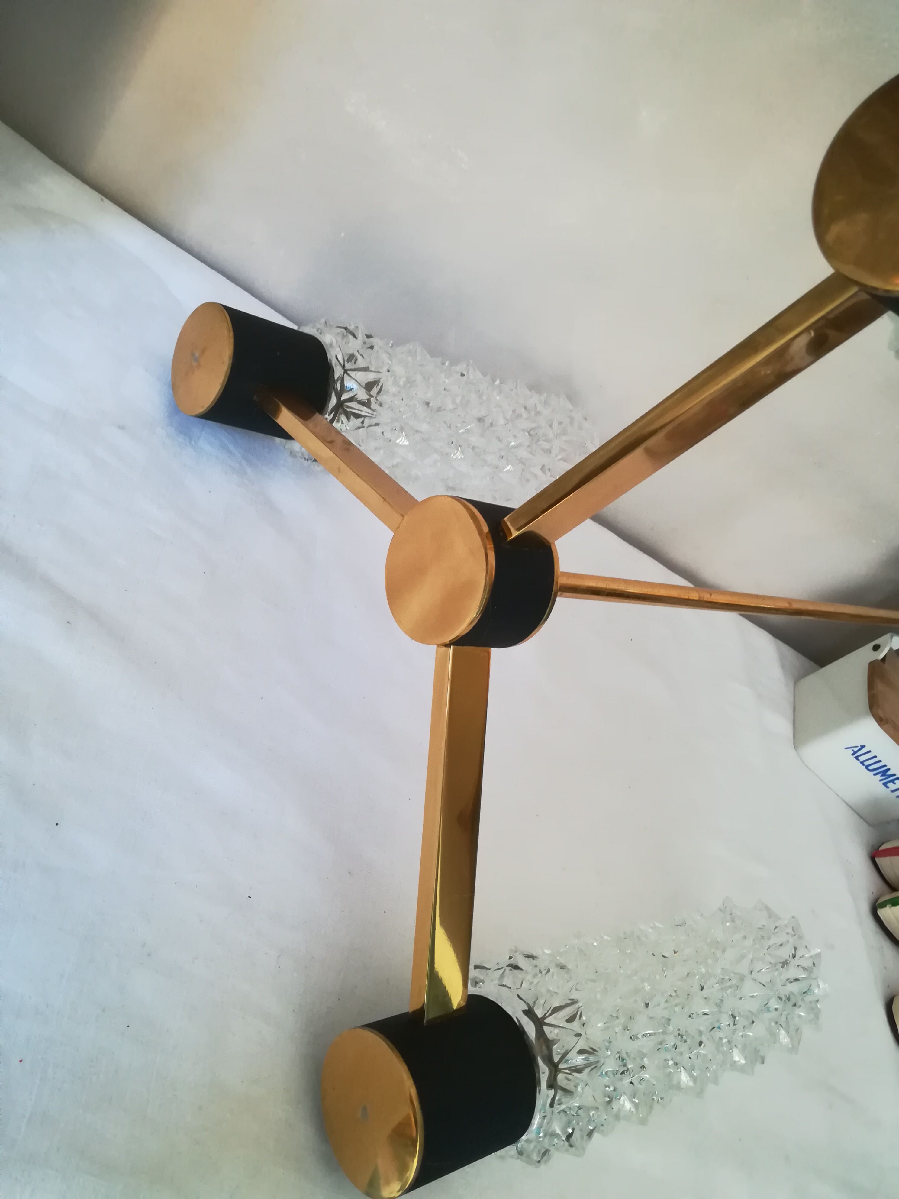 50s brass and glass chandelier