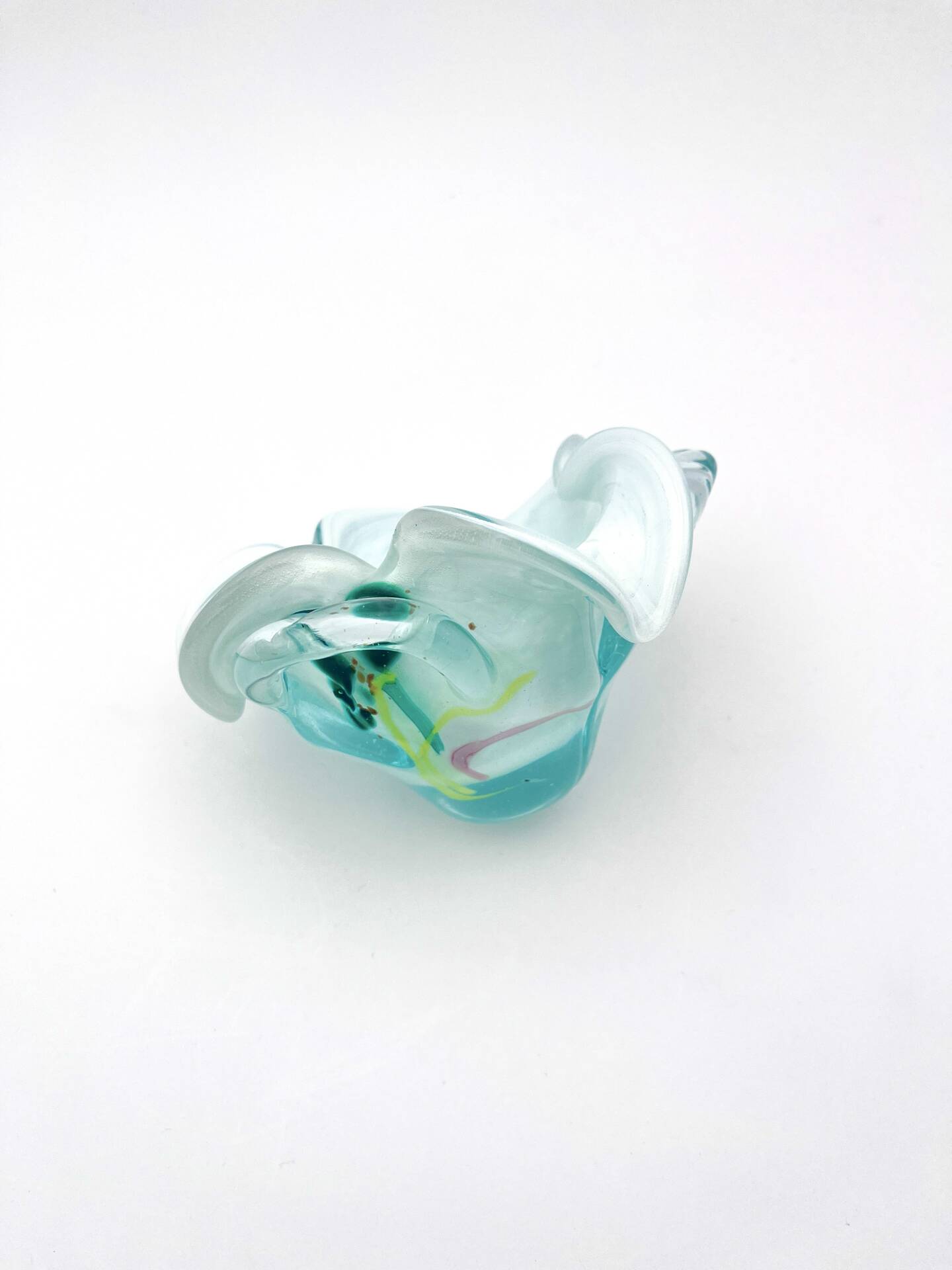 Coupe Studio Glass signed Lubomir Hora Blown Glass Polychrome 80s