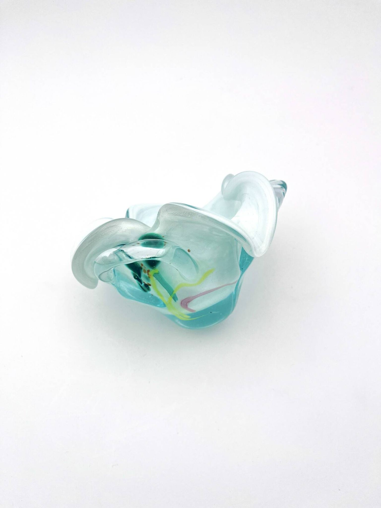 Coupe Studio Glass signée Lubomir Hora Verre Soufflé Polychrome 80s