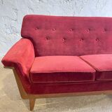 Mid-century modern three-seater velvet sofa, Swedish 1950s–1960s