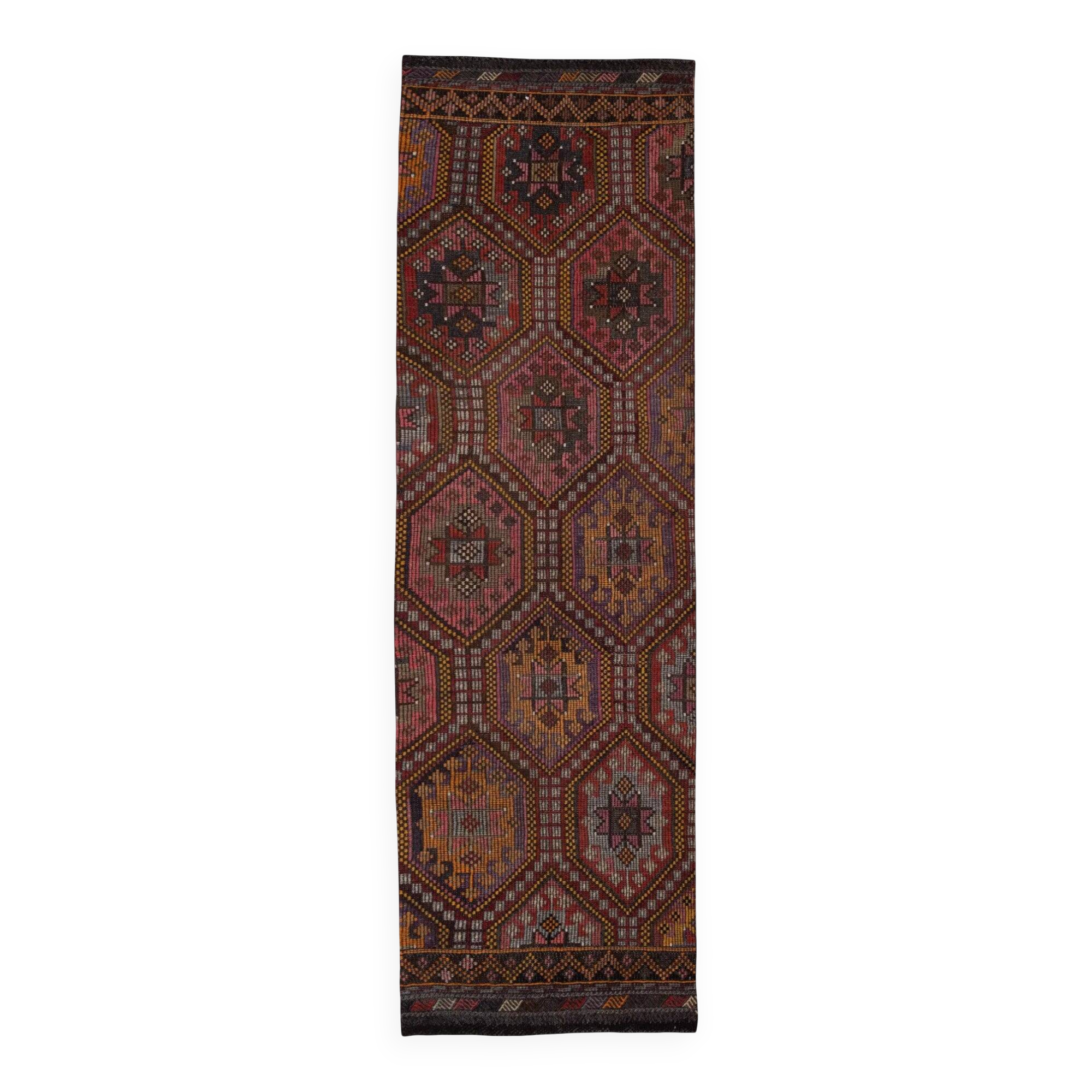 Vintage Turkish hallway rug 88x288 cm