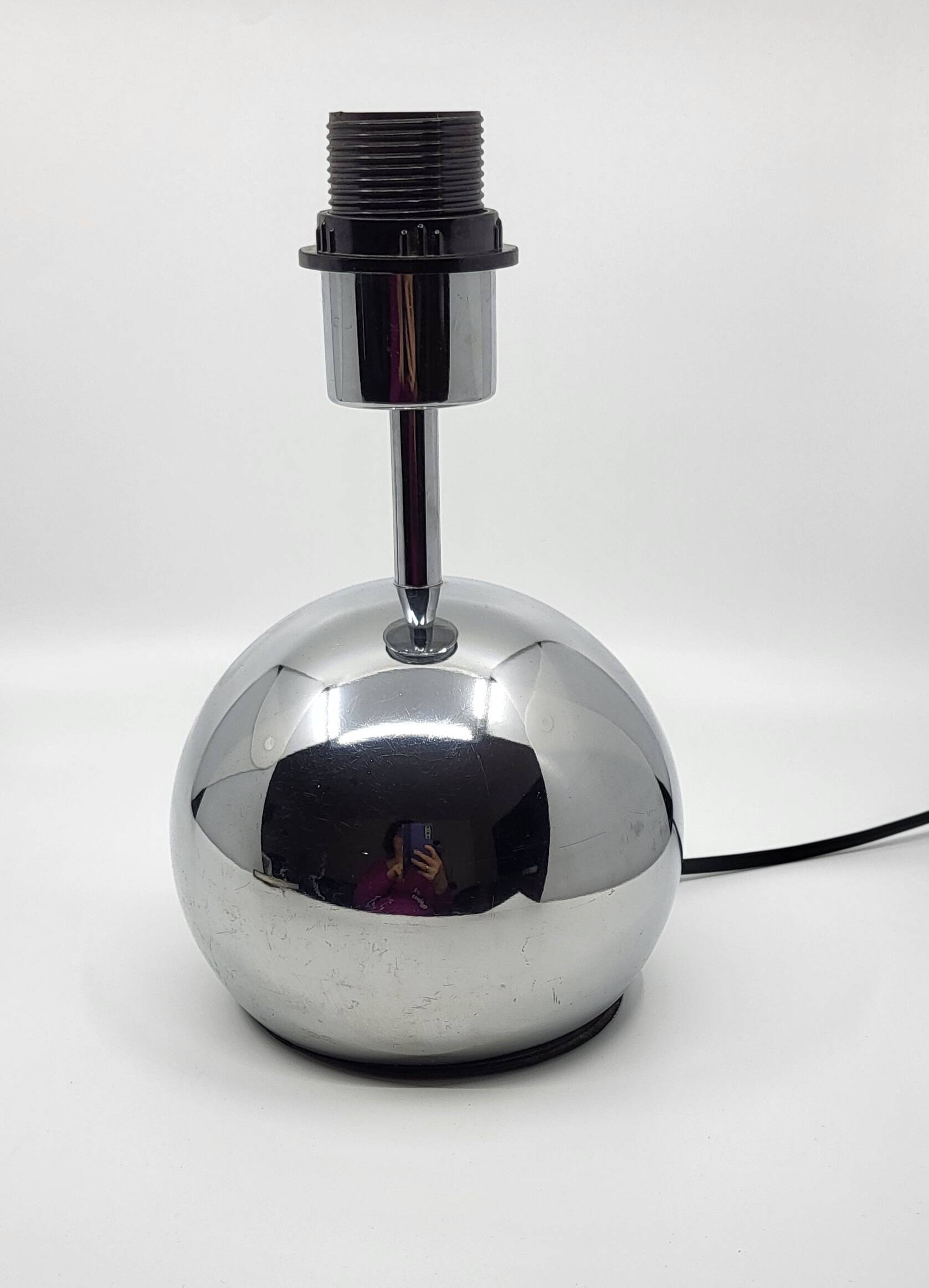 Pair of ball lamps, to be placed in chrome-plated stainless steel Vintage