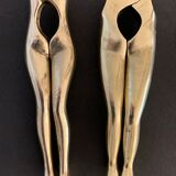 Pair of nutcrackers or anthropomorphic hazelnuts in bronze