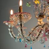 Venetian chandelier rezzonico in multicolored murano glass circa 1920