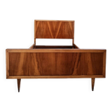 Mid Century Teak Wood Bed Frame, Spain, 1950s