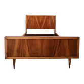 Mid Century Teak Wood Bed Frame, Spain, 1950s