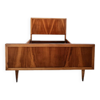 Mid Century Teak Wood Bed Frame, Spain, 1950s