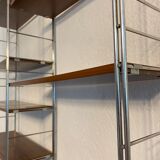 Thong shelves on foot steel and vintage wood