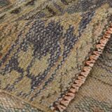 Faded Mustard Geometric Pattern Vintage Persian Runner Rug, 85x306 Cm