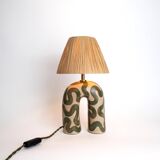 'You' Table Lamp - Cream & Green Swirl