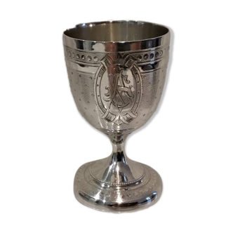 950 silver guilloche egg cup in the Louis XVI style, made by Paillard Freres silversmiths