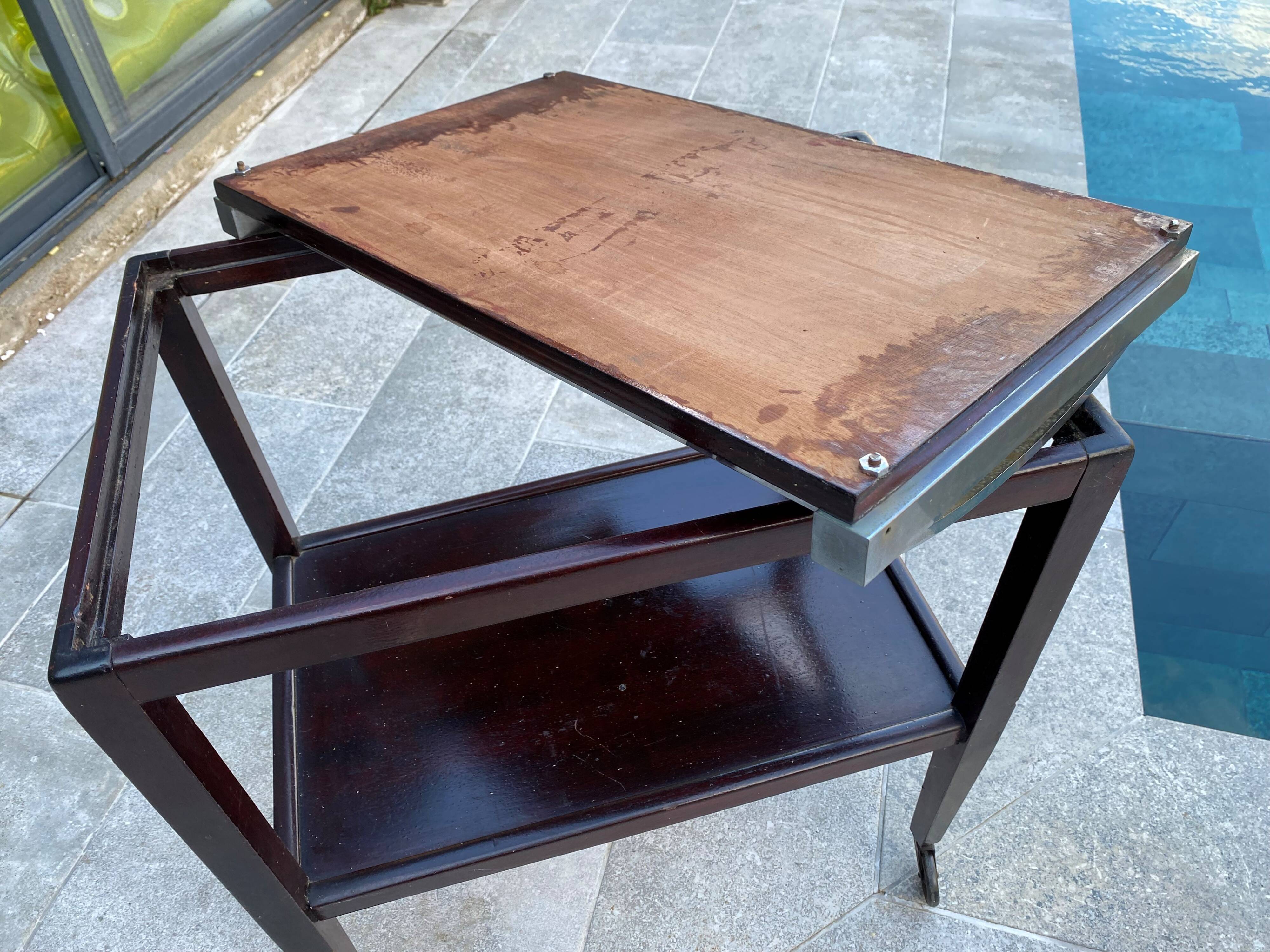 Rolling bar cart with 1 removable tray, Art Deco 1930.