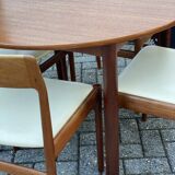 Table ronde scandinave en teck avec 4 chaises