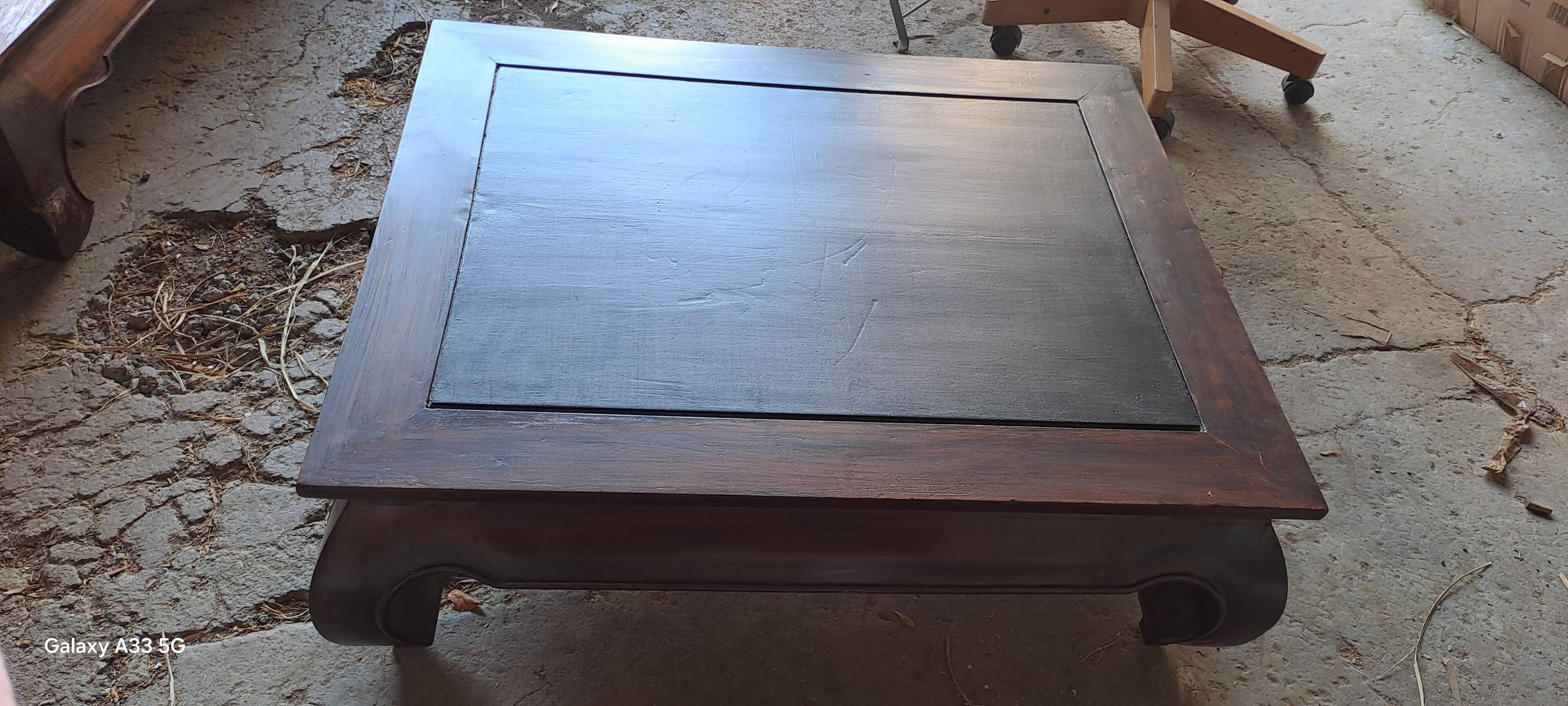 Rectangular coffee table made of exotic solid wood from the 1980s.