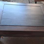 Rectangular coffee table made of exotic solid wood from the 1980s.