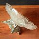Transparent glass dish on vintage metal stand