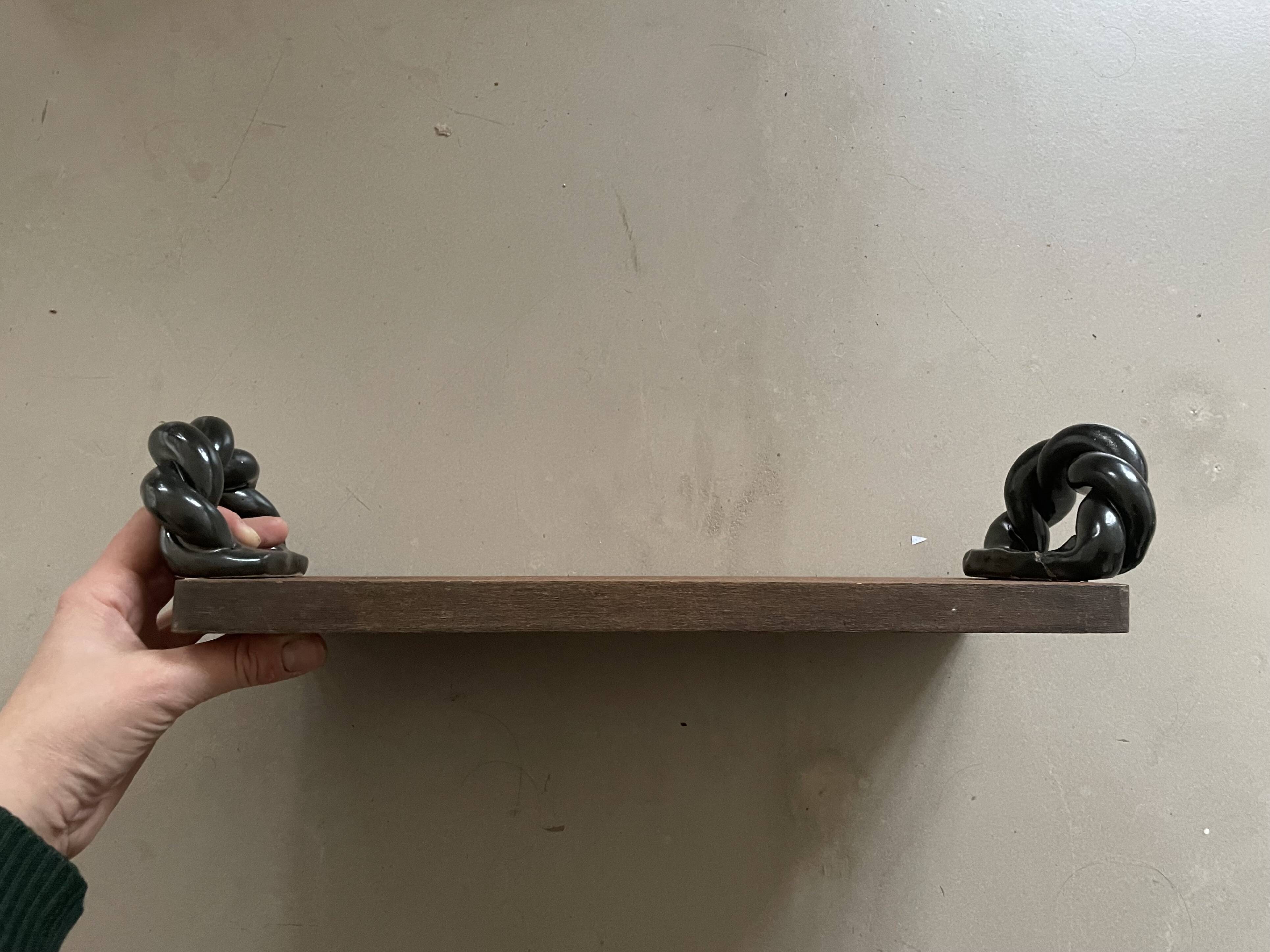 Vintage wooden and ceramic tray