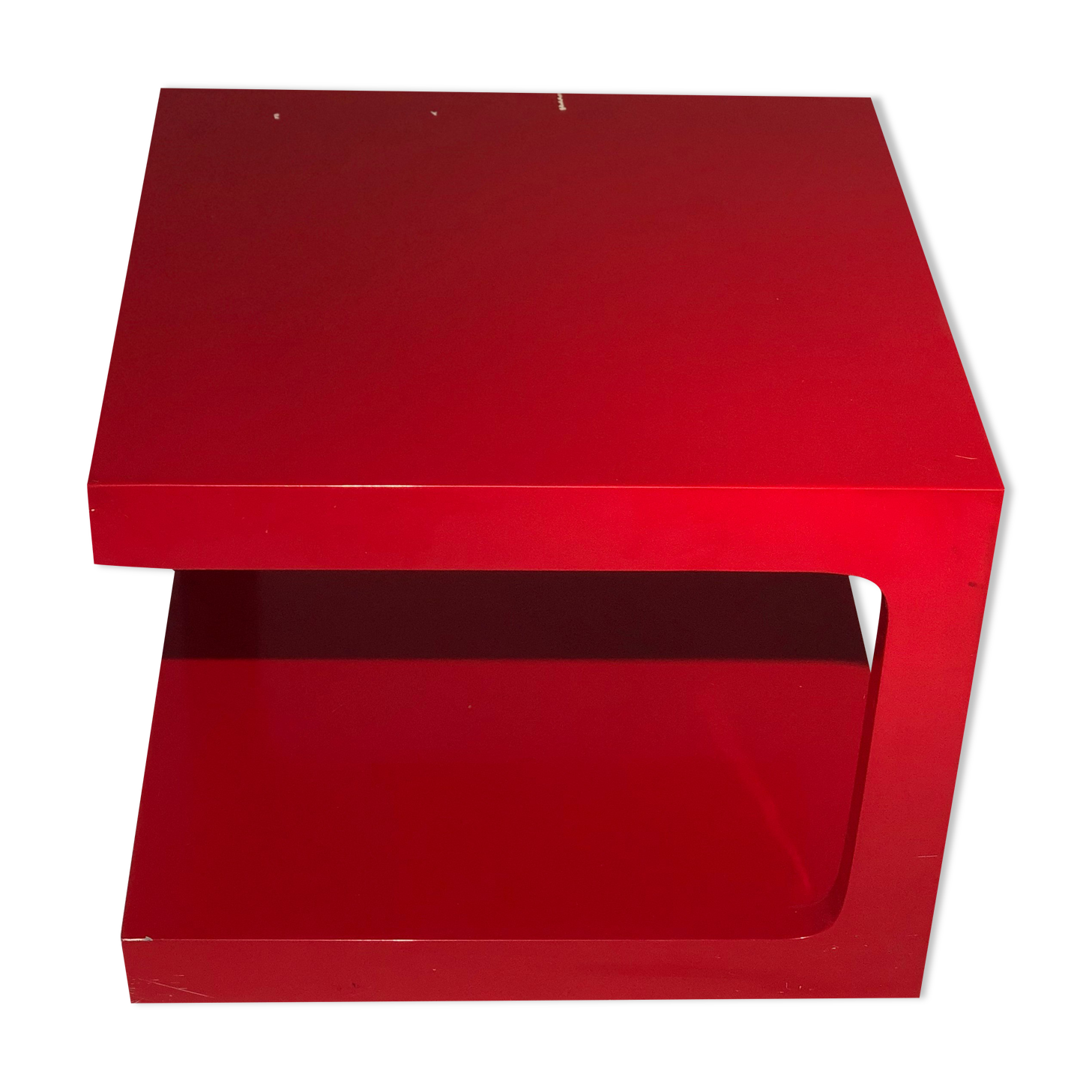 Coffee / side table lacquered red - vintage - 1970