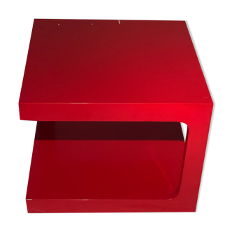 Table basse d'appoint laqué rouge vintage 1970