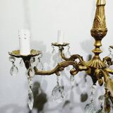 Lustre 5 lumières en bronze et laiton Louis XV