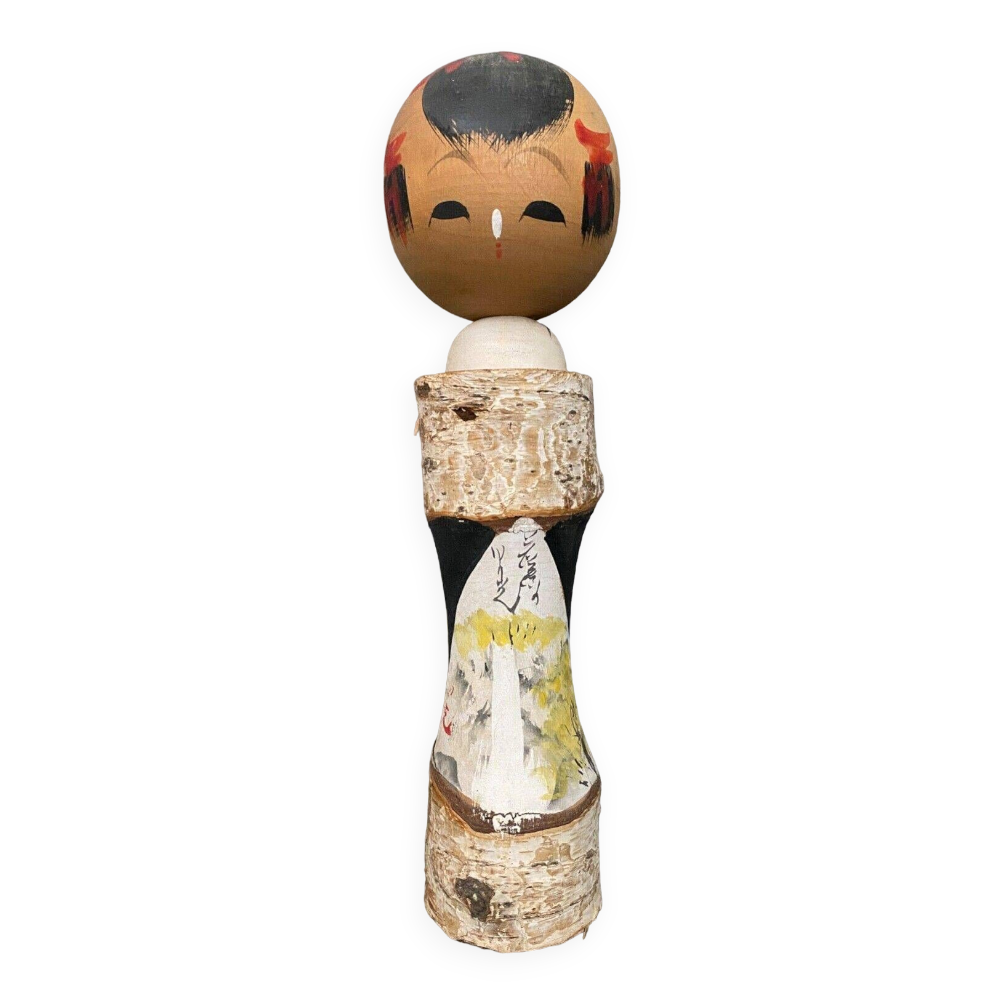 Japanese Kokeshi doll keel shape wood polychrome decoration early twentieth century