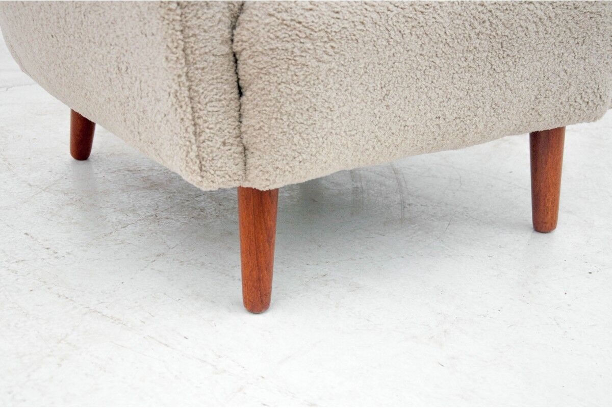 Beige bouclé armchair, danish design, 1960s