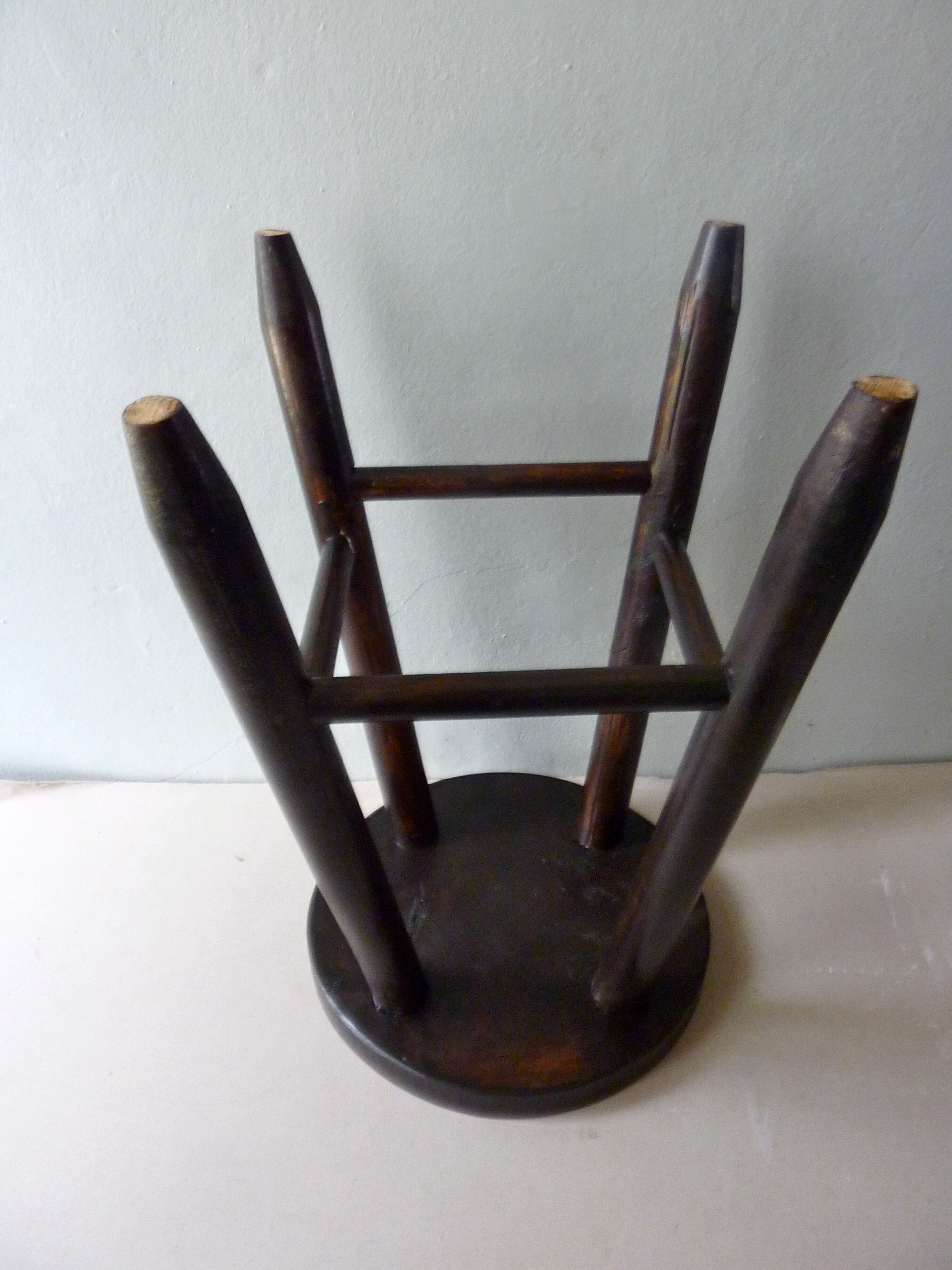 Wooden stool massive dark years 70