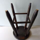 Wooden stool massive dark years 70