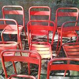 Series of 8 red Tolix chairs