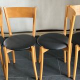 Set of 4 vintage pine dining chairs