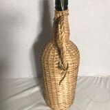 Bonbonne ancienne rotin osier tressé + anse bouteille vintage