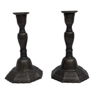 Pair of vintage stamped brass candlesticks