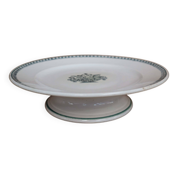 Plat sur pied, assiette à gâteau ancien Saint Amand en faïence