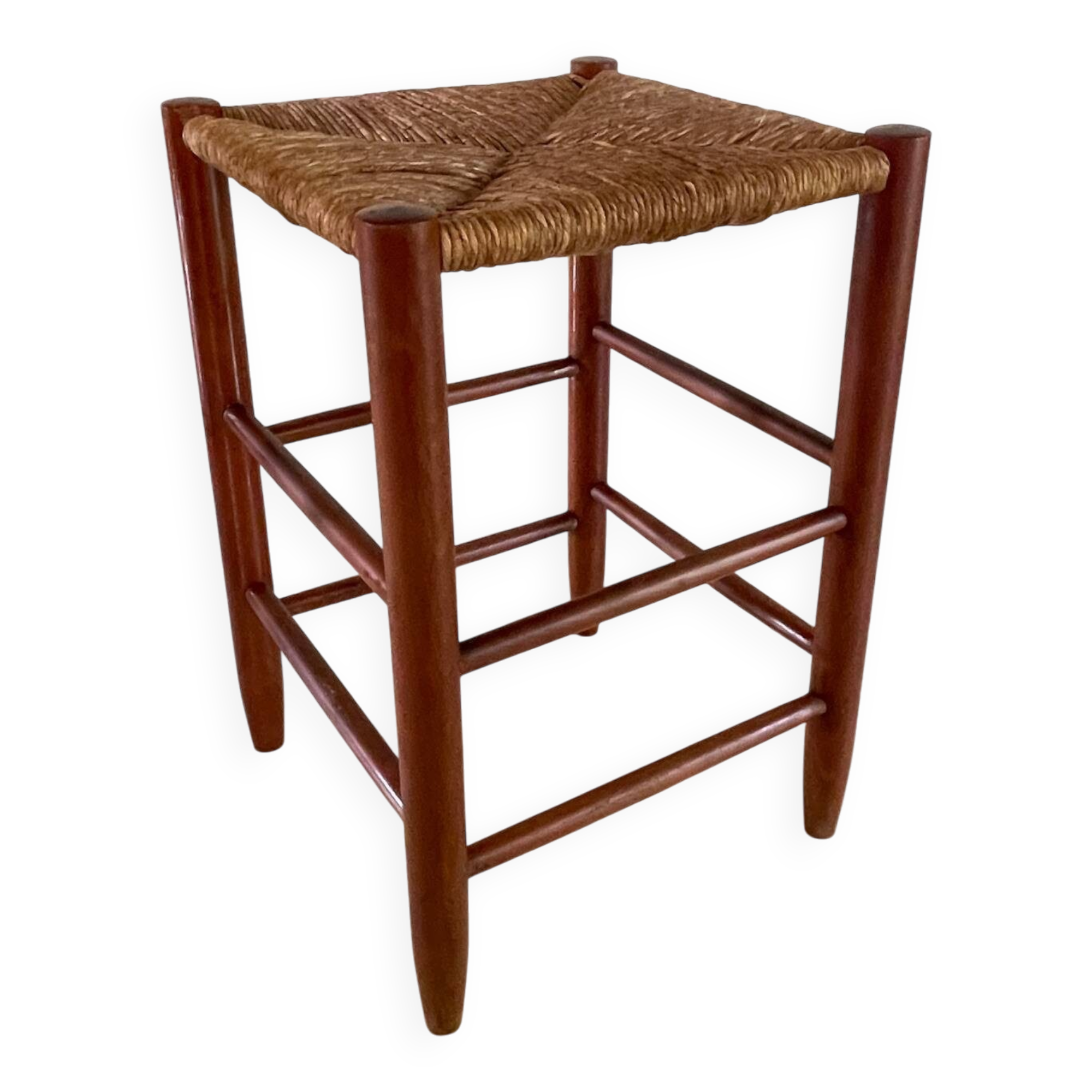 Geometric vintage straw stool